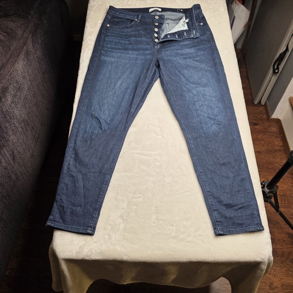 Loft The Curvy Skinny Dark Blue Jeans, Button Fly, Stretchy Size 31 / 12 - Picture 3 of 10